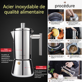 afetière italienne en acier inoxydable pour 10 tasses 500ml Pour induction à gaz et toutes les cuisinières Cafetière moka Argenté