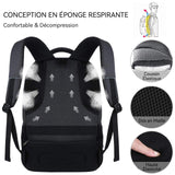 Sac à dos 50x35x21cm grande capacité multifonction respirant et décompressif conception antivol port de chargement USB externe