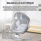 Balancelle electrique 3 en 1 gris avec télécommande 5 modes balancement minuterie bluetooth musique siège balançoire de électrique