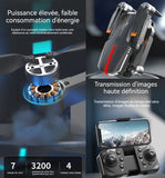 Drone avec caméra 1800 mah 100m distance LED zoom 50x roulement à 360 degrés 4 canaux drone caméra avec télécommande et 3 piles