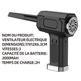 Souffleur air comprimé 17x12x6.3cm depoussiérants puissants électrique électrique pour PC -air comprimé soufflerie électrique noir