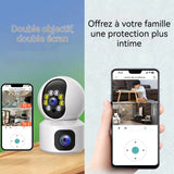 caméra surveillance à double 200w wifi 360 degrés audio bidirectionnel vision nocturne caméra de surveillance intérieure caméra
