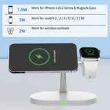 Support de chargement sans fil   Conception 3 en 1   Chargeur sans fil magnétique  Angle réglable  Base de chargement sans fil