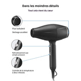 Sèche cheveux 2000W Contrôle de la température à 2 vitesses Moteur AC Contrôle intelligent de la température chaude et froide