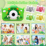 Appareil photo enfant 96Mpx carte 64Go lecteur de cartes double caméra avant et arrière enregistrement vidéo divers filtres vert