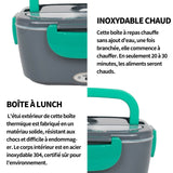 Lunch Box chauffante electrique 24x10.8x17cm boîte Isotherme repas chaud pour voiture camion bureau travail acier inoxydable