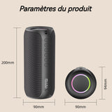 Enceinte bluetooth ipx5 étanche 20w 9x9,4x20cm 3600mah avec lumière rvb bluetooth 5.2 aux/tf/USB portable haut parleur bluetooth