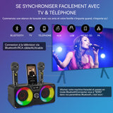 Haut-Parleur Bluetooth 10 mètres Distance Machine de karaoké à domicile double microphone portable haut-parleur Avec la lumière
