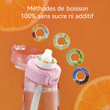 Bouteille d'eau de 650 ml de grande capacité avec diverses capsules de saveur de fruits matériau sûr facile à transporter étanche