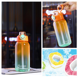 Bouteille d'eau C® 1000ml avec 7 types de capsules de saveur de fruits Gobelet à eau transparent adapté aux sports de plein air