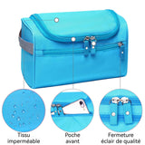 Trousse de toilette 25x13x14cm grande capacité rangement pratique à transporter fermeture éclair lisse imperméable pour voyages