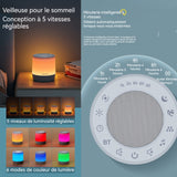 Enceinte bluetooth 1800mAh bluetooth 5.2 bruit blanc aide au sommeil variation d'intensité à 5 vitesses 16 sons naturels enceinte