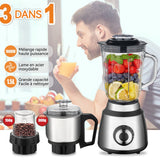 Extracteur de jus 800W 1,5L blender 3 en 1 lames en acier inoxydable facile à nettoyer haute vitesse extraction de jus efficace