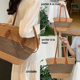 Ensemble chapeau de plage et sac à main chapeau de protection solaire sac en paille Idéal pour plage les voyages l'utilisation