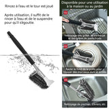 Brosse de nettoyage acier inoxydable pelle à trois têtes brosse métallique spéciale à long manche pour le nettoyage du barbecue