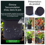 Sac de plantation 5PCS 30x25cm feutre non tissé noir épais avec poignée sac de culture pot de fleurs respirant à la corrosion