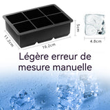 Bac à glaçons en silicone 2 Pièces 16 Compartiments Moule a Glacon Bac Glacon Silicone cubes 5 cm réutilisable noir