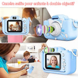 Appareil photo pour enfant 96Mpx carte 64Go lecteur de cartes double caméra avant et arrière enregistrement vidéo divers filtres