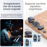 Micro cravate sans fil 3en1 durée d'utilisation continue 8 heures enregistrement clair du son original forte attraction magnétique