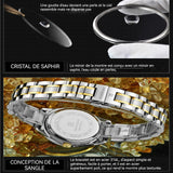 Montre montre quartz femme grand chiffre cadran bracelet alliage cadran en acier inoxydable diamant intégré affichage du calendrier