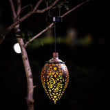 Lustre solaire en fer lumière de projection décorative creuse pour cour extérieure LED étanche lumière de paysage en forme de goutte