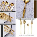 ouverts de Table Acier Inoxydable 4 Pcs pour Ensemble de Ménagère Comprend Couteau Fourchette Cuillère cuillère à café Couleur Or