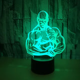 Nouveau créatif musclé homme 3D vision stéréoscopique tactile télécommande veilleuse USB3D petite lampe de table couleur veilleuse