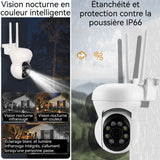 Caméra 1080P 8veilleuses surveillance panoramique caméra extérieure couleur à vision nocturne rotation 360 degrés étanchéité IP66
