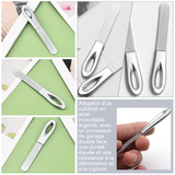 Lime à ongles 9,2x1,6x0,4cm glaçage double face poignée confortable trou de suspension pour le rangement acier inoxydable argenté