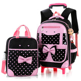 Sac à dos d'écolier 30 x20x42cm ensemble deux pièces sac à main et sac à dos boucle réglable conception trolley poulie antibruit