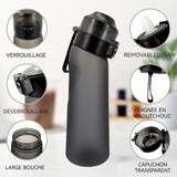 Bouteille d'eau 650ml air bouteille aromatisée avec 7 pods parfums avec paille et brosse de nettoyage gourde sport réutilisable