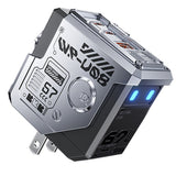 Mécha chargeur nitrure de gallium 67w rapide adaptateur de prise universel intelligent avec lumière LED interface USB et type-c