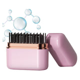 Brosse lissante pour cheveux sans fil 2000mah type-c lcd rose 3 niveaux de réglage conception anti-brûlure pour curling et lissage