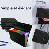 Rangement Papier Chemise A4 13 compartiments  Matériau PP  Doublure intérieure colorée Documents de bureau Chemise organiseur