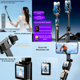 Perche à selfie magnétique 170cm réglage de l'angle à 360 degrés projecteur de selfies télécommande renforcer les quatre jambes