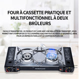 uisinière à gaz 2100W avec mallette de transport réchaud à gaz portable 2 brûleur allumage piézoélectrique réchaud gaz de camping