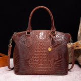 Portable Messenger rétro sac pour femme motif Crocodile marron Brahman sac carré Horizontal quotidien correspondant sac pour femme