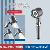 Pomme de douche pressurisée Mode 3 vitesses 4 cartouches filtrantes Tuyau 150cm Connexion universelle Pomme de douche pressurisée