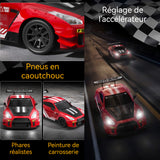 Voiture de course miniature 20x9x6cm 4x4 phares à LED échelle 1/20 pneus drift/course télécommande 2,4g voiture course rouge