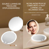 Miroir Grossissant 1x/5X Rechargeable Miroir de Cosmétique Voyage Gradation 3 Couleurs Double Face LED Miroir de Portable Lumineux