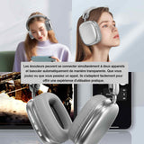 Casque v5,3 bluetooth la qualité du son est d'une pureté stupéfiante réduction intelligente du bruit conception ergonomique argenté