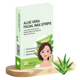 Bandes de cire froide visage aloe vera 20PCS bandes cire froide visage epilation longue finition parfait bandes de cire froide