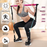Barre de pilates avec 6 bandes de résistance églable barre de pilates portable pour l'étirement pour le yoga l'étirement sculpture