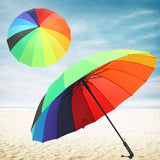Parapluie arc-en-ciel Armature de parapluie à 16 arêtes Forte résistance au vent Surface élargie du parapluie Revêtement imperméable