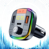 Bluetooth FM émetteur voiture MP3 lecteur bluetooth sept couleurs atmosphère respiration lampe QC3.0 quick charge version PD