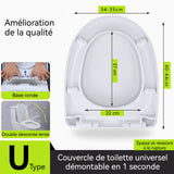 Abattant WC Dimensions extérieures 34-35cm 40-44cm Longueur intérieure 28 cm Largeur intérieure 20,5cm silencieux Durable blanc