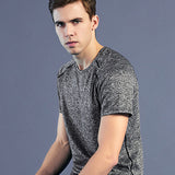 Débardeur chemise gris tee shirt homme col rond manches courtes slim fit tee shirt haut décontracté chic sports d'été taille XL