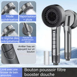 Pomme de douche pressurisée Réglage à quatre vitesses Boutons de piano Démontable pour le nettoyage ABS épais Pomme de douche
