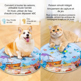 Tapis d'eau pour Chat 100x100cm Épais résistant Matériau écologique Rangement portable Utilisable toutes Injection d'eau glacée