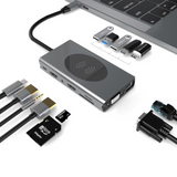 Station d'accueil 14 en 1 hub multi-interface chargement sans fil 15W TF/SD charge rapide PD 100W transmission haute vitesse 5Gbit/s